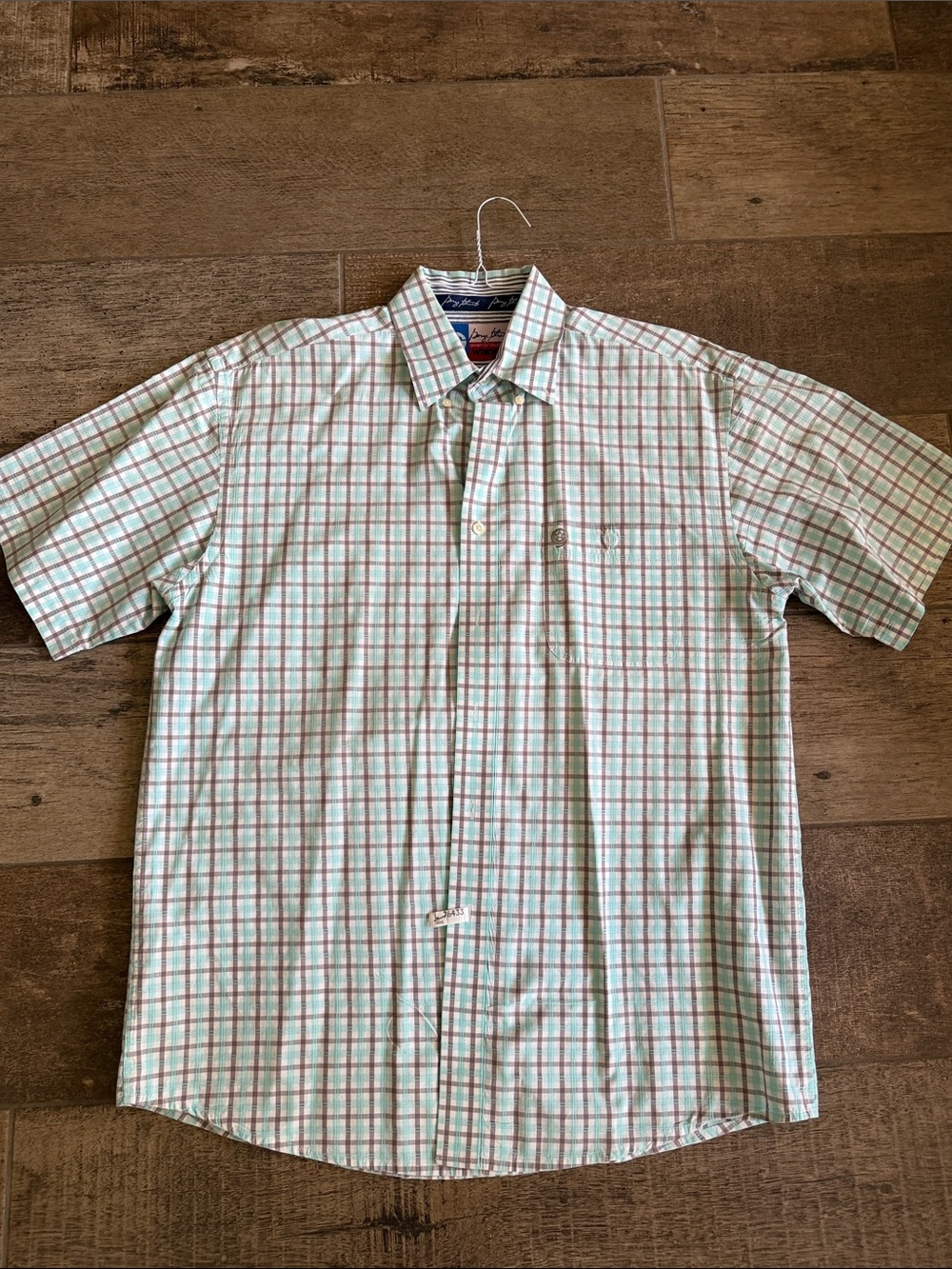 Wrangler George Strait Short-Sleeve Plaid Button-Down Shirt - Mint Green & Grey